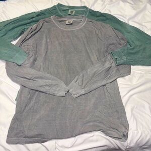 Comfort Colors Long Sleeve Tee in Gray and Teal